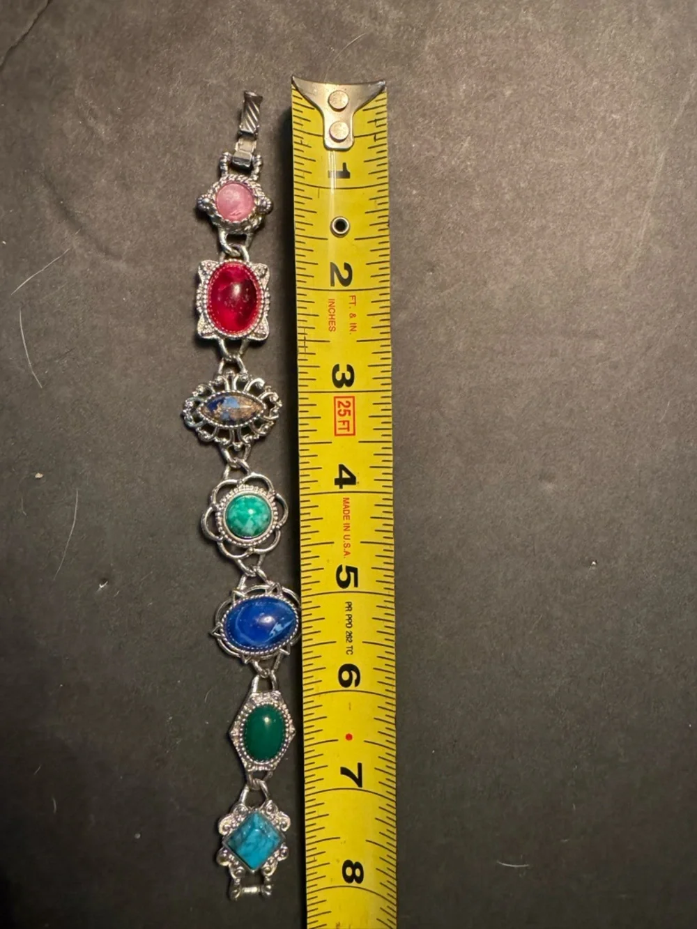 Sarah Coventry Multicolor Cabochon Silver-Tone Link Bracelet - Picture 5 of 5